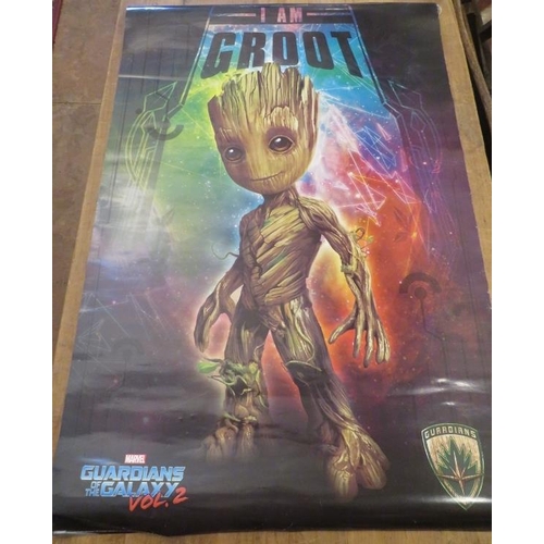 229 - Three Marvel posters circa 1990-2000, Guardians of the Galaxy Vol.2 I am Groot, Hulk v's Hulk Buster... 