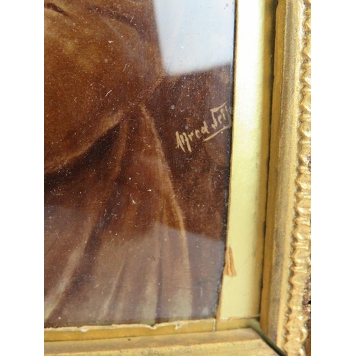 53 - A late 19th century framed chrystoleum of a courting couple after Alfred Seifert. 35cm x 40cm.
Condi... 