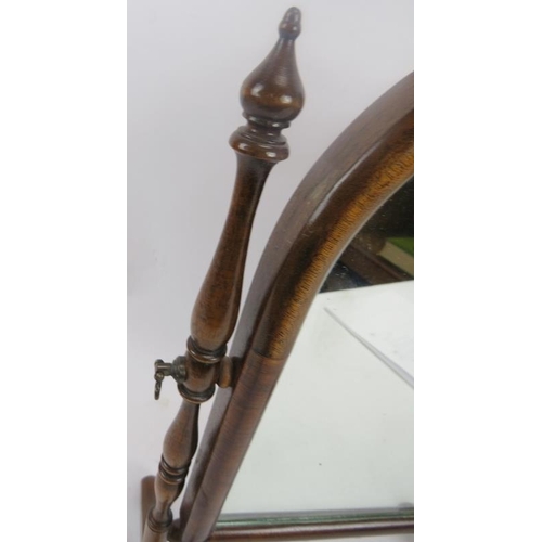 119 - Mahogany swing toilet mirror. Dome top to mirror between turned supports. 17.5 in (44 cm) height x 1... 