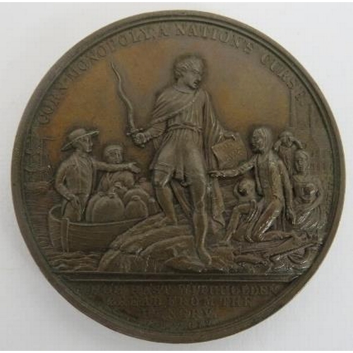 A Victorian bronze medal commemorating the repeal of the Corn Laws