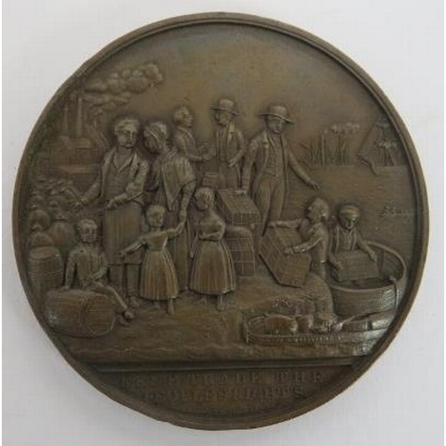 A Victorian bronze medal commemorating the repeal of the Corn Laws