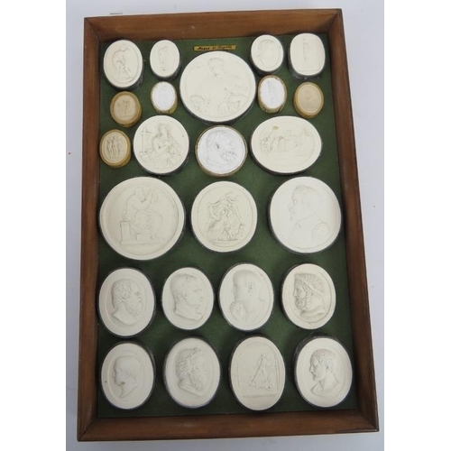 17 - A large collection of Italian Grand Tour Plaster Intaglios. Displayed in two trays, each tray with h... 