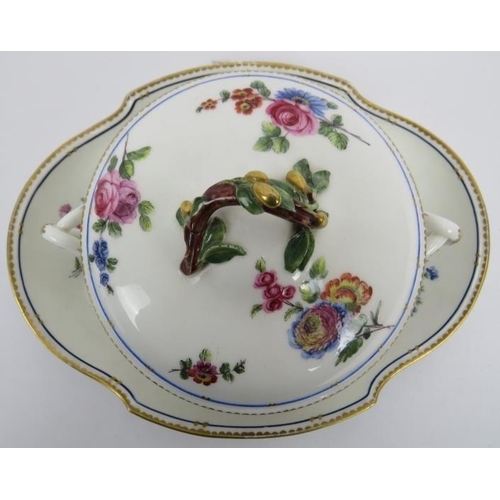 18 - A French Sevres porcelain twin-handled bowl and cover on associated stand, 19th century. 10.2 in (26... 