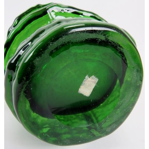 2 - A Whitefriars green glass 'hooped' vase designed by Geoffrey Baxter. Pattern number 9680. 11.4 in (2... 