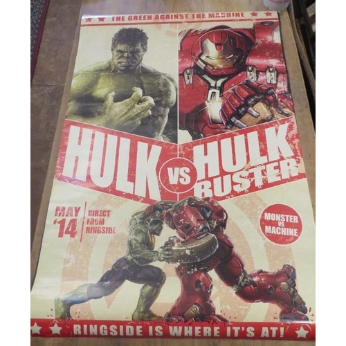 229 - Three Marvel posters circa 1990-2000, Guardians of the Galaxy Vol.2 I am Groot, Hulk v's Hulk Buster... 
