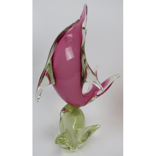 3 - A group of three studio glass items, mid 20th century. Comprising a Murano glass sculpture of a Dolp... 