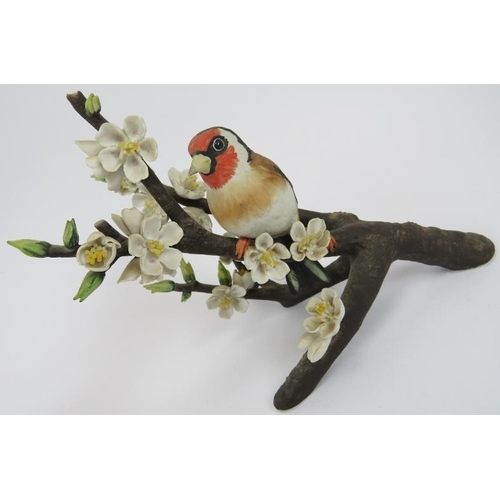 31 - Two RSPB limited edition porcelain bird groups, 'European Goldfinch', 15 cm high, and 'Chestnut-side... 