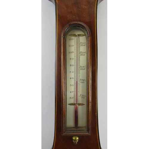 44 - A mahogany cased wheel barometer and thermometer, 19th century. Incorporated with spirit level, hydr... 