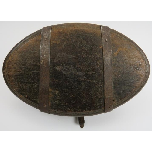 50 - A rare Continental iron clad wooden table casket, 16/17th century. Of oval form with a domed hinged ... 