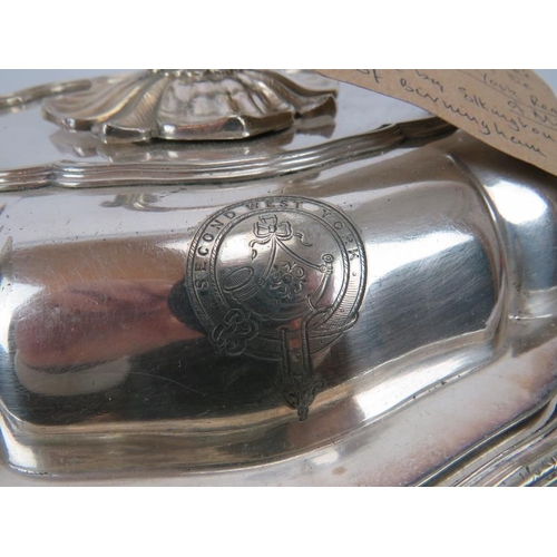 9 - Of British Military Interest: A group of silver plated tableware. Comprising a pair of Elkington Mas... 