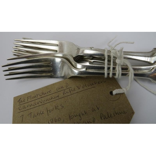 9 - Of British Military Interest: A group of silver plated tableware. Comprising a pair of Elkington Mas... 