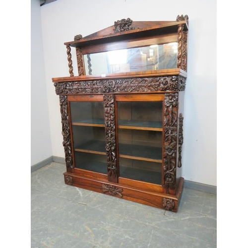 702 - A good quality Victorian rosewood mirror-back chiffonier featuring barley-twist uprights and an abun... 