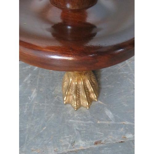 709 - A pair of Regency Revival mahogany pedestal side tables, on tapering columns with plinth bases and g... 