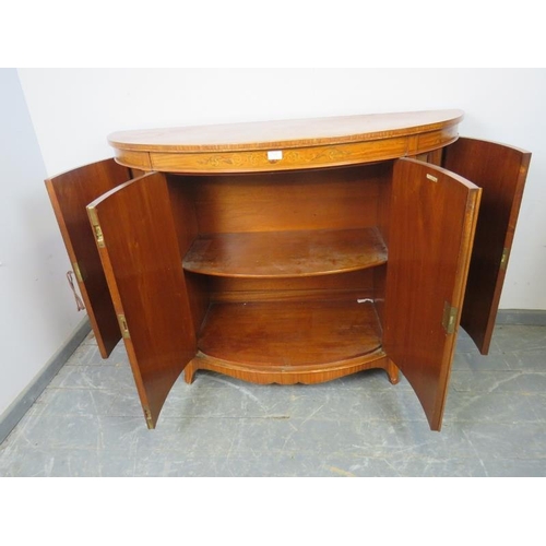 710 - A fine quality Sheraton Revival satinwood demilune sideboard in the manner of Ince & Mayhew, the top... 