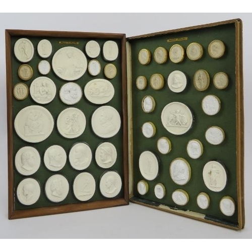 259 - A large collection of Italian Grand Tour Plaster Intaglios. Displayed in two trays, each tray with h... 