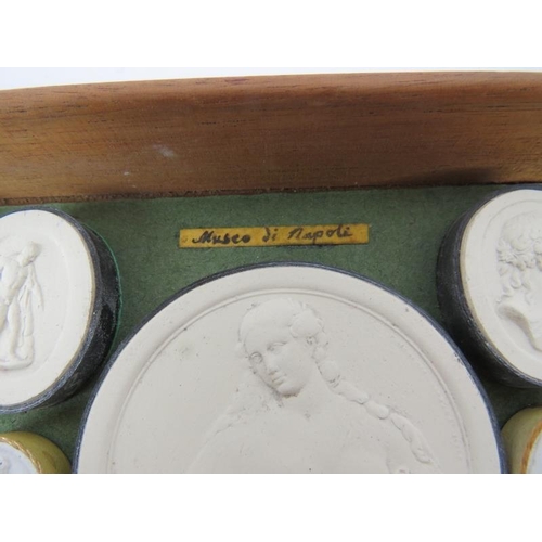 259 - A large collection of Italian Grand Tour Plaster Intaglios. Displayed in two trays, each tray with h... 