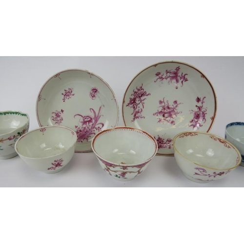 124 - A group of Chinese cups and saucers, 18th/19th century. (7 items) Largest saucers: 5.3 in (13.5 cm) ... 