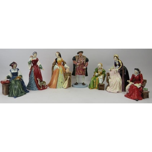 134 - A complete set of Royal Doulton Limited Edition porcelain figurines depicting Henry VIII and his six... 