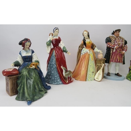 134 - A complete set of Royal Doulton Limited Edition porcelain figurines depicting Henry VIII and his six... 