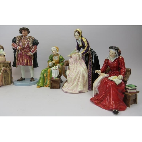 134 - A complete set of Royal Doulton Limited Edition porcelain figurines depicting Henry VIII and his six... 