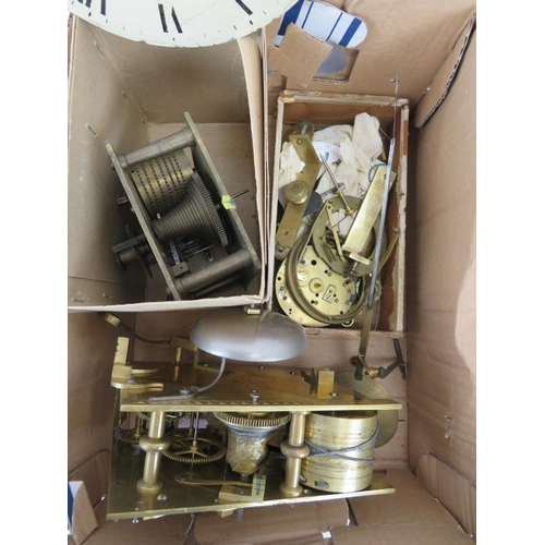 150 - A box of clock parts for spares and repairs.