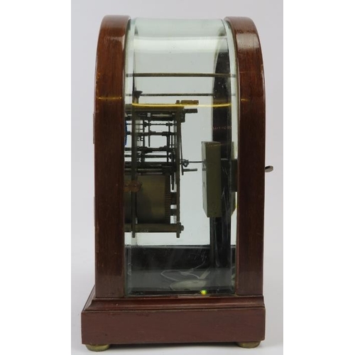 17 - A mahogany and glass table clock, early 20th century. With polished steel Roman numeral dial. Pendul... 