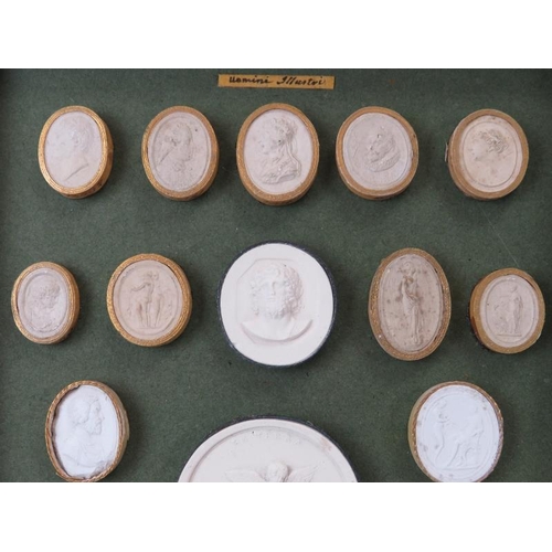 259 - A large collection of Italian Grand Tour Plaster Intaglios. Displayed in two trays, each tray with h... 