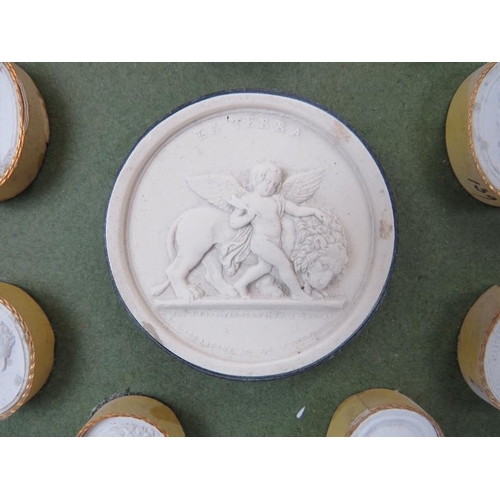 259 - A large collection of Italian Grand Tour Plaster Intaglios. Displayed in two trays, each tray with h... 