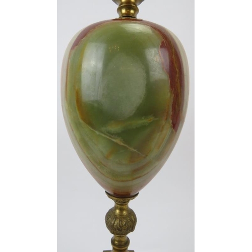 28 - A large ormolu and agate table lamp stand, 20th century. The agate of square and ovoid form with orm... 