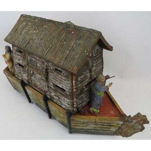 30 - A hand crafted Noah’s Ark and collection of model animals. The models are mostly cold painted metal ... 