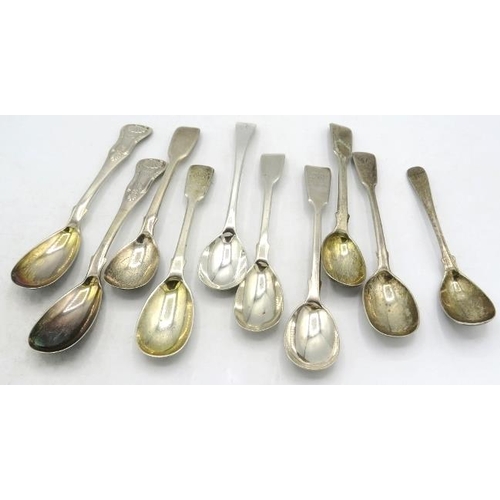 326 - A collection of ten silver Georgian & Victorian egg spoons, nine fully hallmarked, including a pair ... 