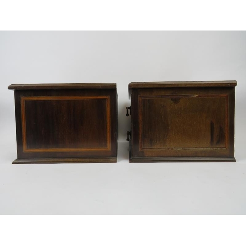 33 - An Edwardian nest of drawers. Mahogany with satin wood banding and foliate brass handles. (2 items) ... 