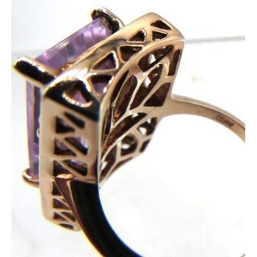 341 - Rose de France Amethyst cocktail ring.  23 x 13mm portrait setting, size O / P. 14K rose gold overla... 