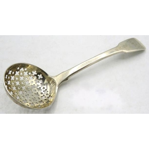 358 - A Georgian silver sifter spoon, probably London 1815, makers mark worn. Approx weight 28.7 grams.
Co... 