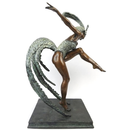 46 - A large cast bronze figure of a ballerina by Landanski, dated 05. Limited Edition 13/50. Elegantly m... 