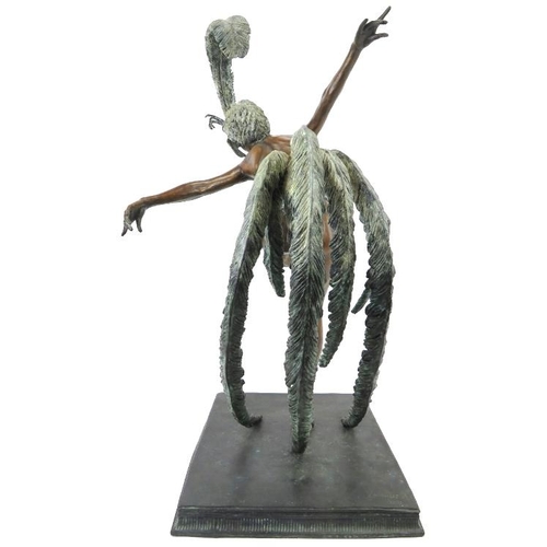 46 - A large cast bronze figure of a ballerina by Landanski, dated 05. Limited Edition 13/50. Elegantly m... 