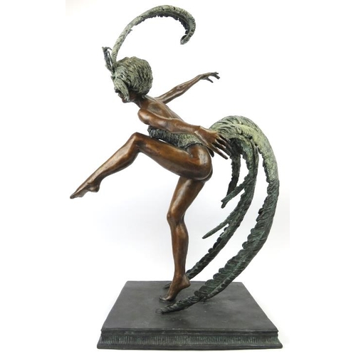 46 - A large cast bronze figure of a ballerina by Landanski, dated 05. Limited Edition 13/50. Elegantly m... 