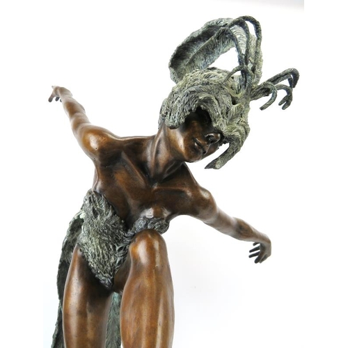 46 - A large cast bronze figure of a ballerina by Landanski, dated 05. Limited Edition 13/50. Elegantly m... 