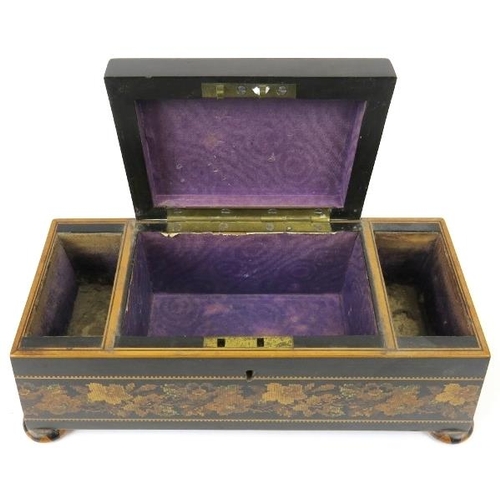 49 - An unusual Victorian Tunbridge ware sewing box, 19th century. Incorporated with a central hinged cov... 