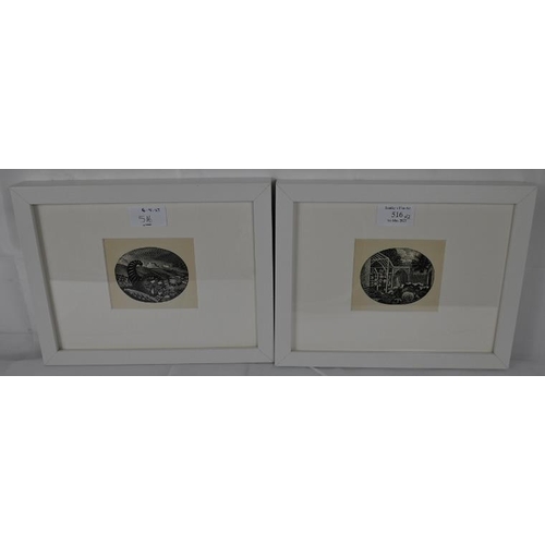 Eric Ravilious (1903-1942) - Two c.1937 oval wood engravings from ...