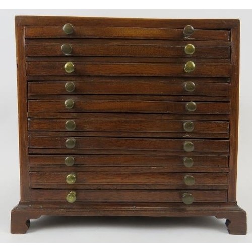 92 - - A mahogany and banded satinwood coin display chest, 19th century. Of small rectangular form, incor... 