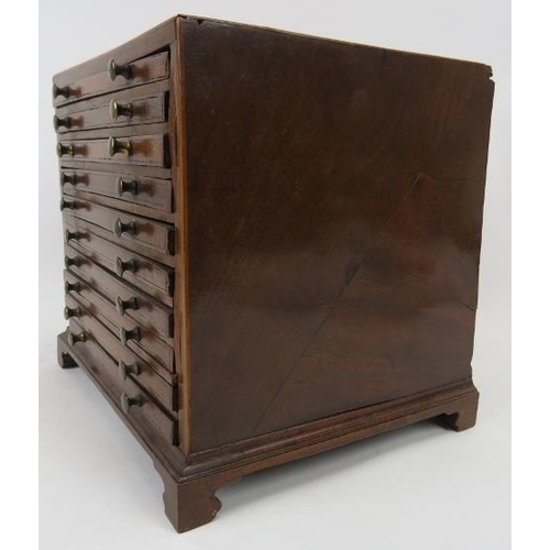 92 - - A mahogany and banded satinwood coin display chest, 19th century. Of small rectangular form, incor... 