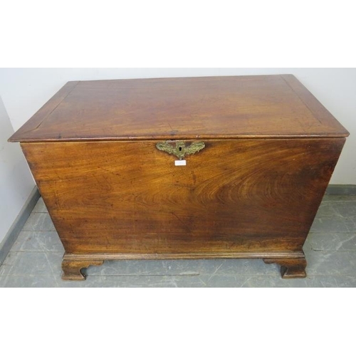 708 - A large Georgian mahogany blanket trunk of excellent colour, with fancy brass escutcheon and brass h... 