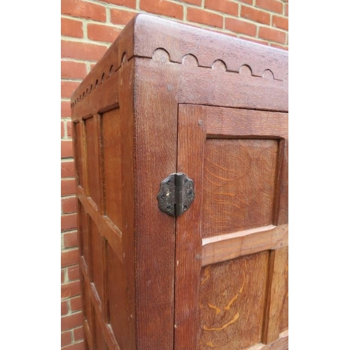 722 - An early Mouseman burr oak panelled double wardrobe from the Kilburn workshops of Robert Thompson, c... 