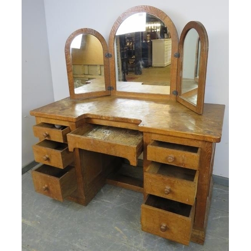 723 - A rare early Mouseman burr oak dressing table from the Kilburn workshops of Robert Thompson, c1928. ... 