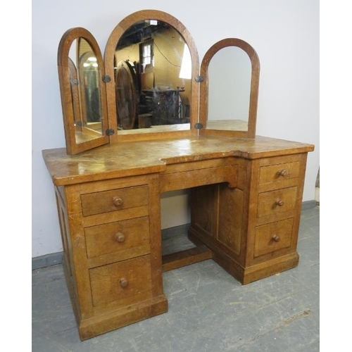 723 - A rare early Mouseman burr oak dressing table from the Kilburn workshops of Robert Thompson, c1928. ... 