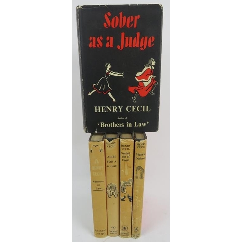 252 - Five Henry Cecil `Judge' novels with original dust covers, 1950's through 1960's.