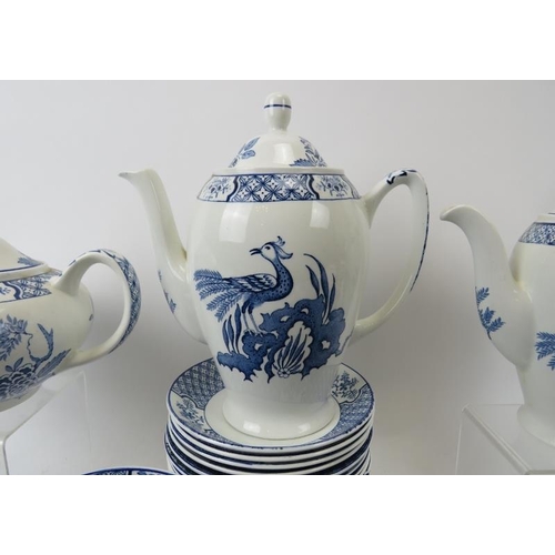 276 - A Wood & Sons Ltd Yuan pattern blue and white tea service. (44 items) Teapot: 8.3 in (21 cm) height.... 