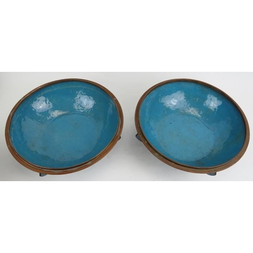 10 - A large pair of Chinese cloisonné bowls with covers. Modelled with archaistic decoration incorporati... 