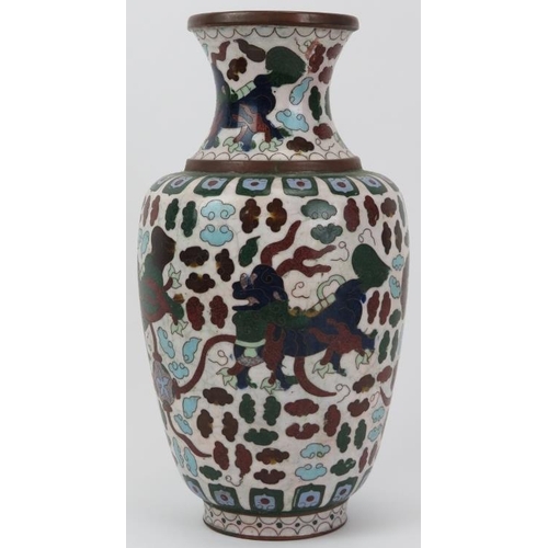 146 - A Chinese cloisonné enamelled vase. 10.4 in (26 cm) height. 
Condition report: Some wear with age.